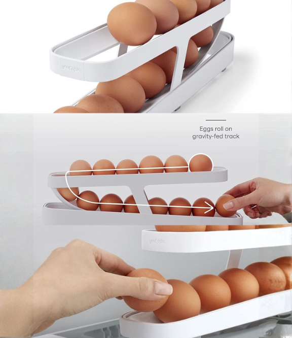 Egg Dispenser - Roll Down Automatic Egg Organizer for Refrigerator Storage - Image 6