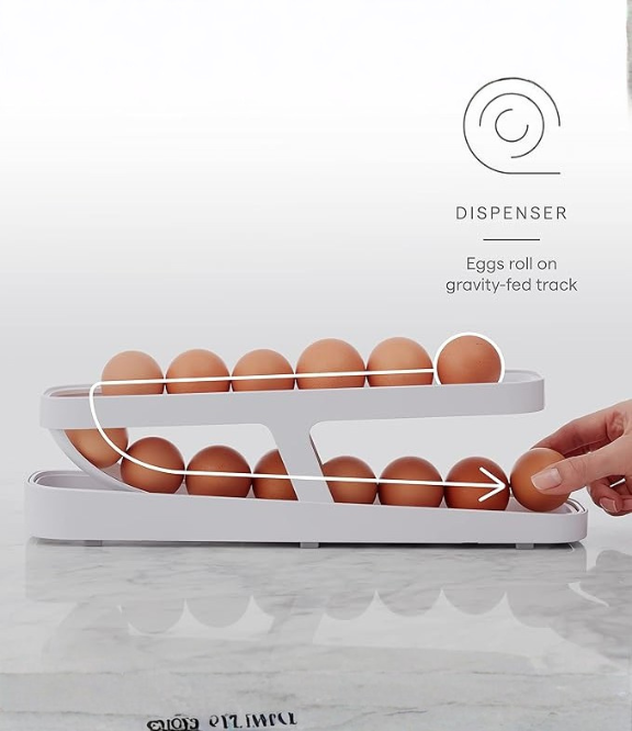 Egg Dispenser - Roll Down Automatic Egg Organizer for Refrigerator Storage - Image 3