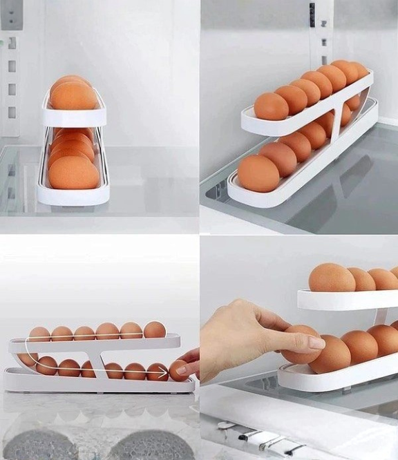 Egg Dispenser - Roll Down Automatic Egg Organizer for Refrigerator Storage - Image 2